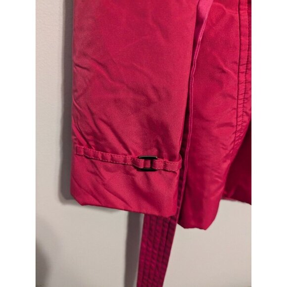 Calvin Klein Womens Magenta Pink Rain Jacket Wool Lined Peacoat Belted Size 6 - Picture 7 of 14